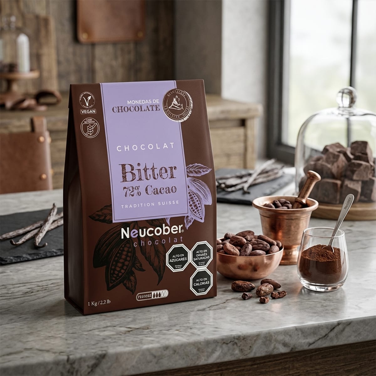 Neucober Monedas Chocolate Bitter 72% Cacao 8323