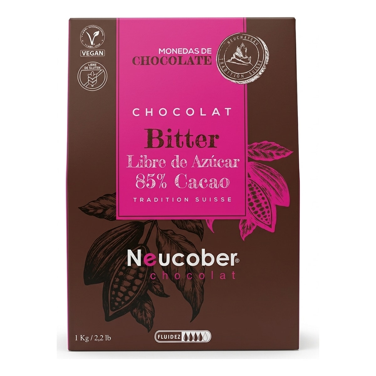 Neucober Monedas Chocolate Bitter 85% Cacao Sin Azucar 8331