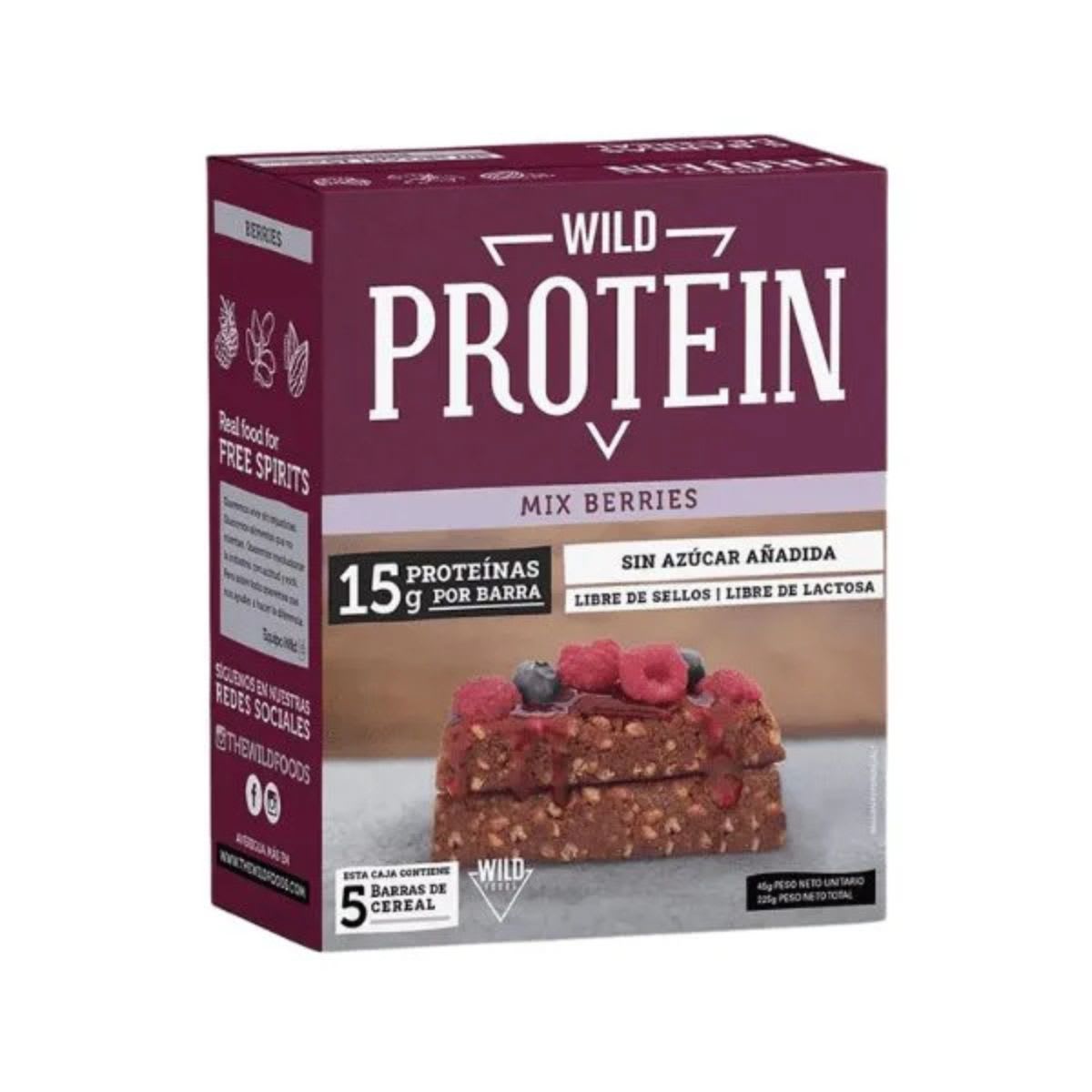 Caja Wild Protein Barras Berries 45 g X 5 UN1