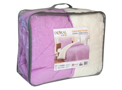 CUBRECAMA SHERPA CORAL EMBOSSED KIDS 1.5 PLAZAS LILA