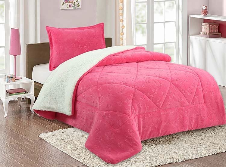 CUBRECAMA SHERPA CORAL EMBOSSED KIDS 1.5 PLAZAS ROSA2
