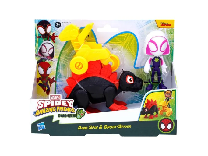 Figuras de acción de Spider-Man y sus increíbles amigos Dino-Webs Dino Spin y Ghost-Spider de Marvel 0