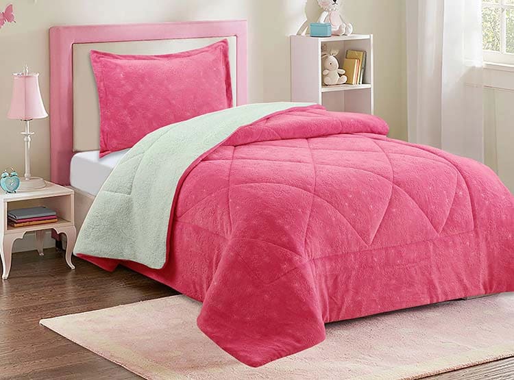 CUBRECAMA SHERPA CORAL EMBOSSED KIDS 1.5 PLAZAS ROSA3