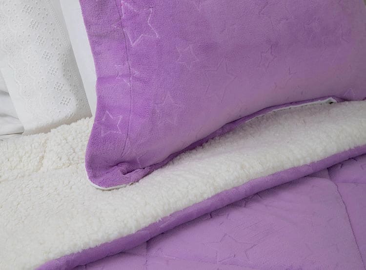 CUBRECAMA SHERPA CORAL EMBOSSED KIDS 1.5 PLAZAS LILA2