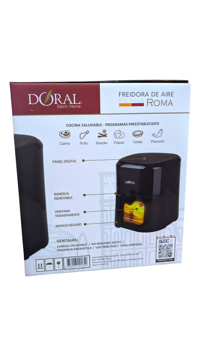 FREIDORA DE AIRE ROMA DORAL NEGRA2