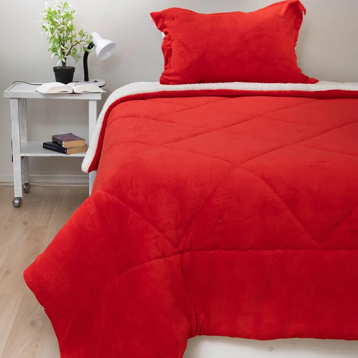 CUBRECAMA SHERPA CORAL EMBOSSED KIDS 1.5 PLAZAS ROJO3