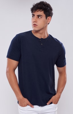 POLO HENLEY PACIFIC BLUE BAMBÚ+PIMA 