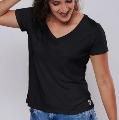 POLO V NECK WOMAN BLACK
