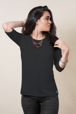 POLO BAMBÚ+PIMA MANGA 3/4 BLACK