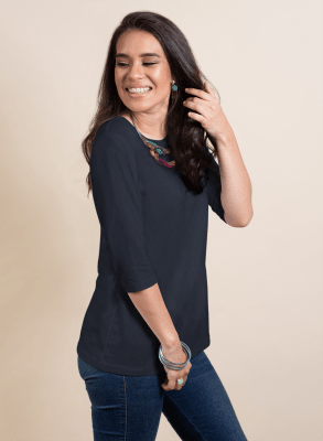 POLO BAMBÚ+PIMA MANGA 3/4 PACIFIC BLUE