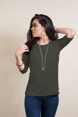 POLO BAMBÚ+PIMA MANGA 3/4 DARK MOSS