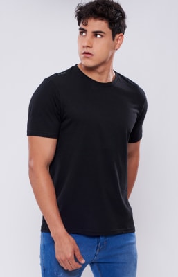 POLO CREW NECK BLACK BAMBÚ+PIMA