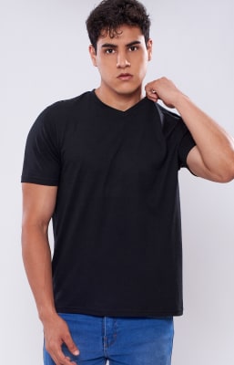 V NECK MAN BLACK BAMBÚ+PIMA