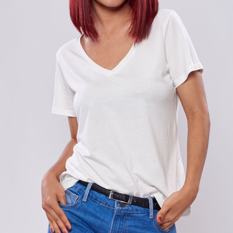 POLO V NECK WOMAN WHITE1