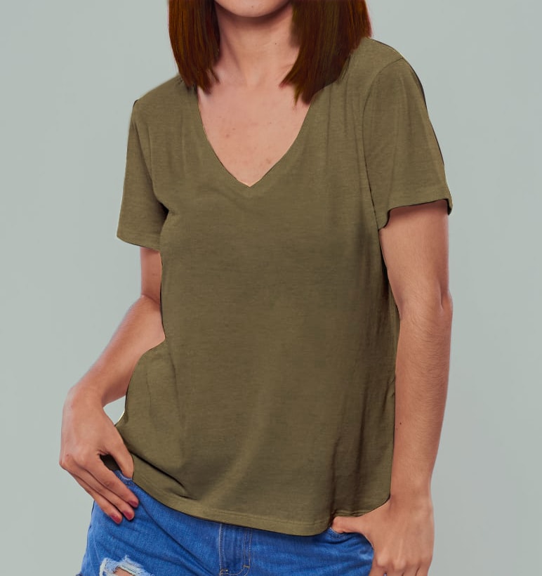 V NECK WOMAN CAMEL1