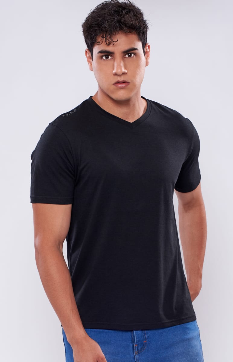 V NECK MAN BLACK BAMBÚ+PIMA1
