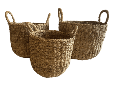 Set 3 Cestos Delhi S 28X28X26cm, M 33x33x28cm y L 38X38X30cm