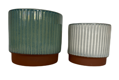Set 2 Maceteros Terracota Indigo S 14x14x12cm y M 17X17X15cm