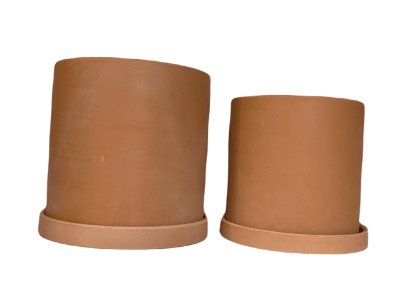 Set 2 Maceteros Terracota Cilindro M 15x15x15cm y L 18x18x18cm