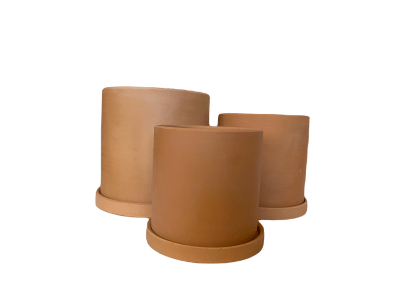 Set 3 Maceteros Terracota Cilindro S 13x13x13 cm, M 15x15x15cm y L 18x18x18cm