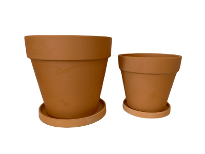 Set 2 Maceteros Terracota Clásico S 18X18X16cm y M 22X22X18 cm