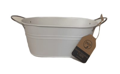 Macetero Metalico Asa L Crema 24x14x10,5 cm