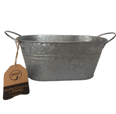 Macetero Metalico Asa L Vintage 24x14x10