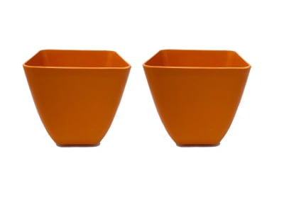 Set De 2 Macetero Bio Bamboo Cuadrado Naranjo 13,3x13,3x12,4 cm