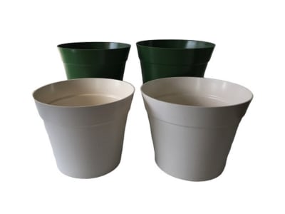 Set 4 Maceteros Bios Clásico 2 Blanco 2 Musgo 25x25x17 cm