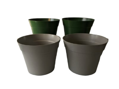 Set 4 Maceteros Bios Clásico 2 Gris 2 Musgo 25x25x17 cm