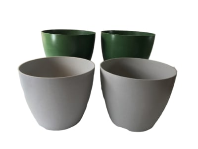 Set 4 Maceteros Bios Actual 2 Gris, 2 Musgo 24x24x18 cm