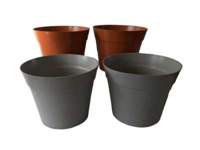Set 4 Maceteros Bios Clásico 2  Gris 2 Terracota 22x2 cm