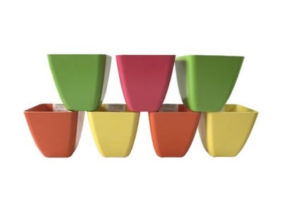 Set 7 Maceteros Bios Cuadrado 1 Coral 2 Ama 2 Verde 2 Naranj 13,3x13,3x12,4 cm