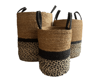 Set De 3 Cestos Bengala S22x22x34cm +M28x28x38cm +L33x33x45cm