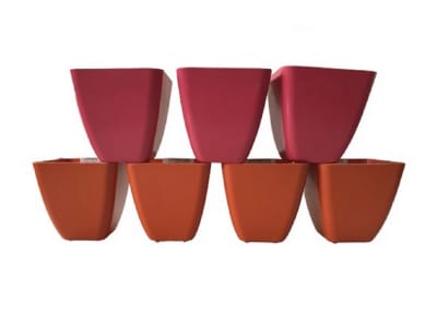 Set 7 Maceteros Bios Cuadrado 3 Coral, 4 Naranjo 13,3x13,3x12,4 cm