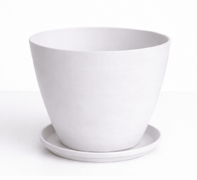 Set de Macetero con Plato Actual Blanco 24x24x18 cm