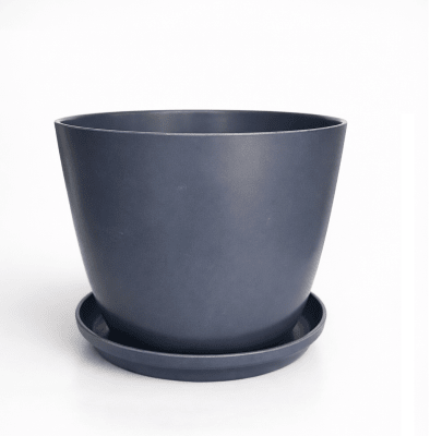 Set de Macetero con Plato Actual Gris 24x24x18 cm