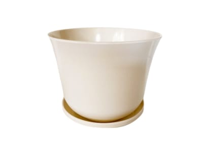 Set Macetero y plato Bio bamboo Curvo blanco 16,5x16,5x13 cm 16,5x16,5x13 cm