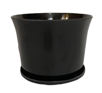 Set Macetero y plato Bio bamboo Curvo negro 16,5x16,5x13 cm 16,5x16,5x13 cm