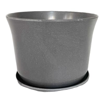 Set Macetero y plato Bio bamboo Curvo gris 16,5x16,5x13 cm 16,5x16,5x13 cm