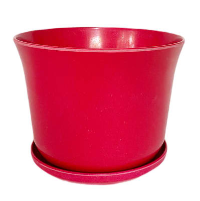 Set Macetero y plato Bio bamboo Curvo rojo 16,5x16,5x13 cm 16,5x16,5x13 cm