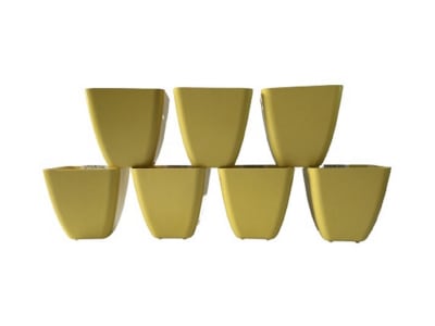 Set 7 Maceteros Bios Cuadrado 7 Amarillo 13,3x13,3x12,4 cm
