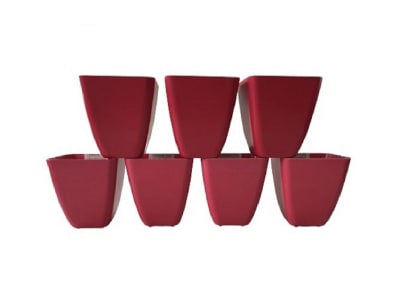 Set 7 Maceteros Bios Cuadrado 7 Coral 13,3x13,3x12,4 cm