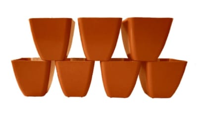 Set 7 Maceteros Bios Cuadrado 7 Naranjo 13,3x13,3x12,4 cm