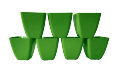 Set 7 Maceteros Bios Cuadrado 7 Verde 13,3x13,3x12,4 cm