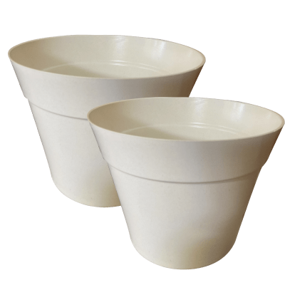Set De 2 Macetero Bio Bamboo Clasica Blanca 25x25x17 cm