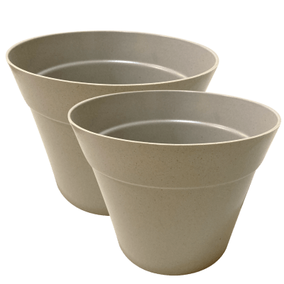 Set De 2 Macetero Bio Bamboo Clasica Gris 25x25x17 cm