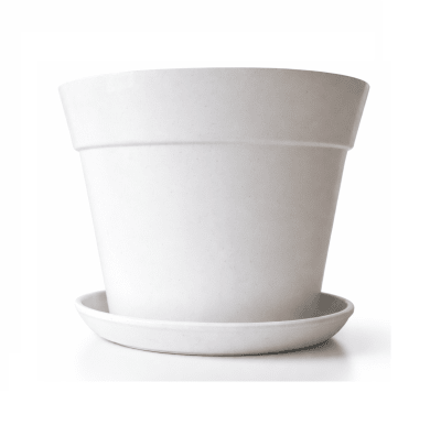 Set de Macetero con Plato Clásico Blanco 25x25x17 cm