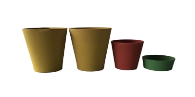 Set Macetas Arena 2 Alto Mostaza 20x20x18cm 1 Mediano Rojo 15x15x13cm 1 Suculenta Verde 16x16x5cm