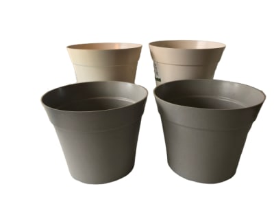 Set 4 Maceteros Bios Clásico 2 gris 2 blanco 25x25x17 cm